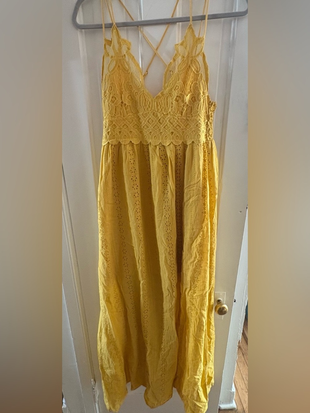 Mustard Eyelet Maxi Dress